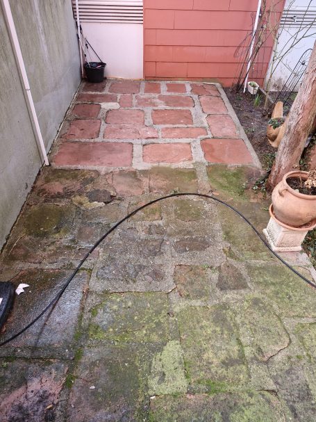 Steinreinigung vorher-nachher 